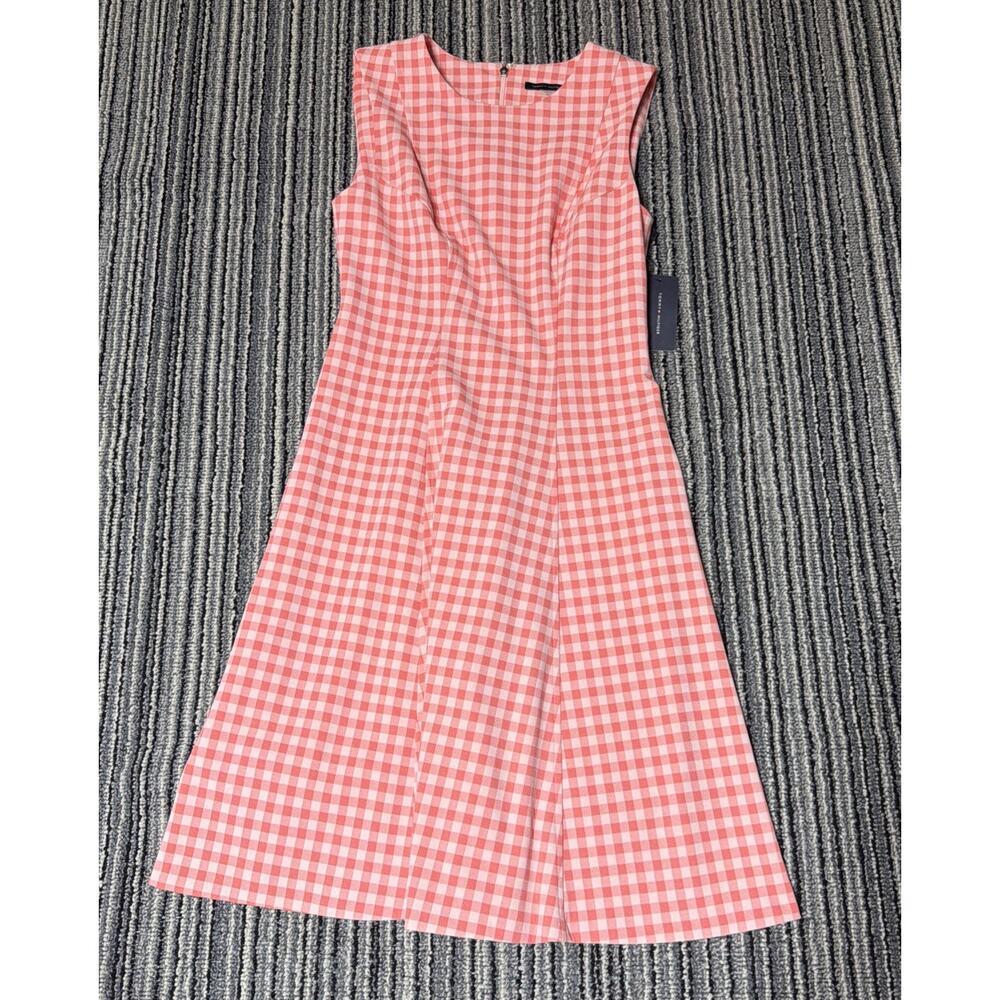 Tommy Hilfiger Dress Womens 6P Petite Pink Gingham Sleeveless Fit Flare NWT - Picture 8 of 12